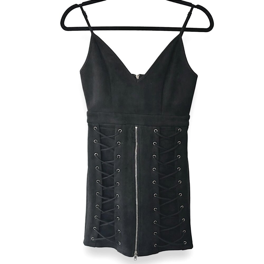 Seek The Label Faux Suede Lace-Up Bodycon Dress